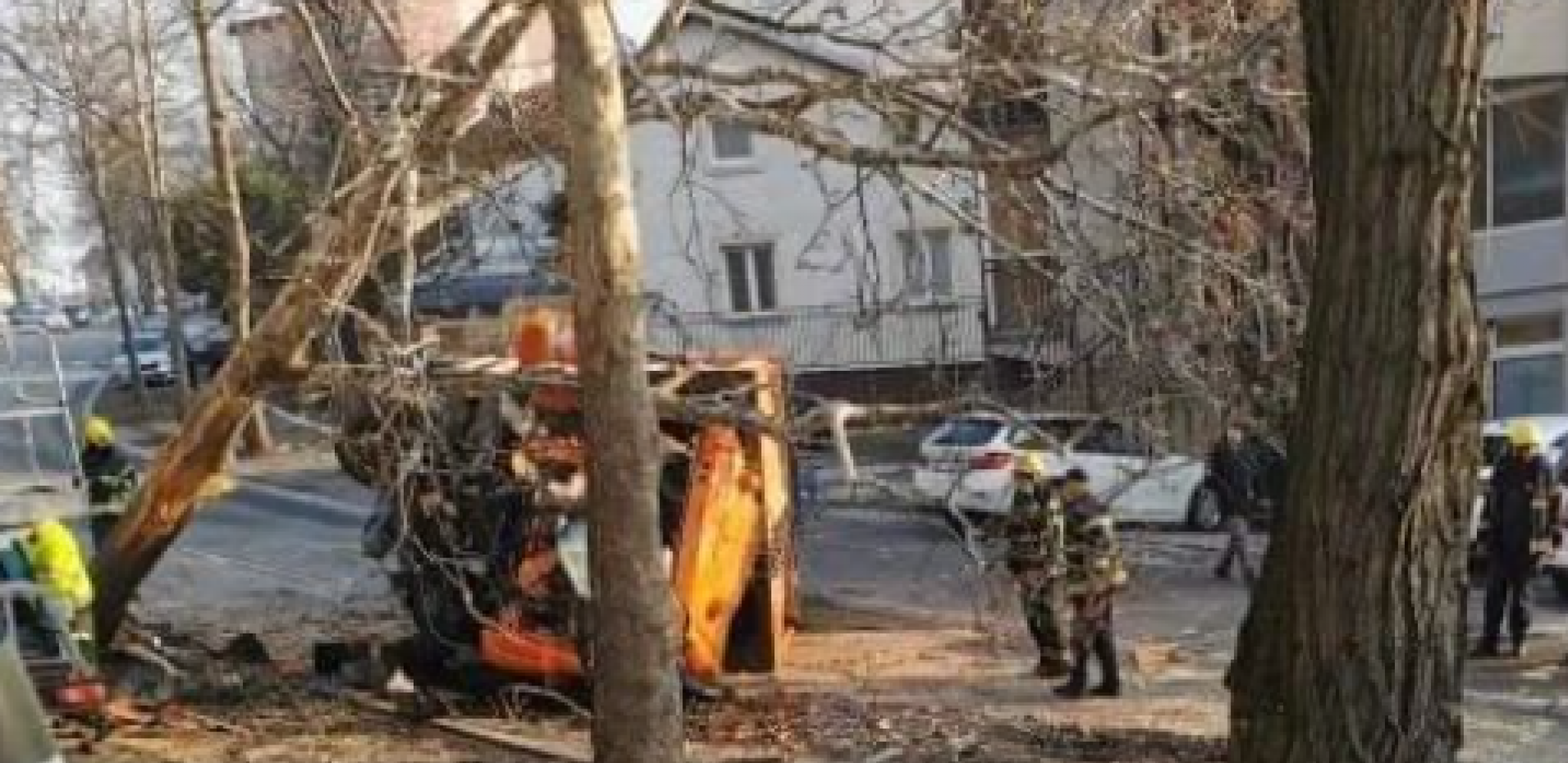 KAMION ZA KONTEJNERE UDARIO U DRVO, PA SE PREVRNUO Vozač zadobio lakše povrede (FOTO)