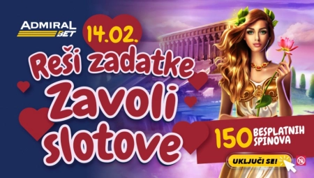 DAN ZALJUBLJENIH VAM DONOSI BESPLATNE SPINOVE Rešite 3 zadatka i osvojite 150 besplatnih spinova, od srca!