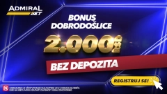 ZAKORAČITE U ADMIRALBET SVET KLAĐENJA Iskoristite 2000 dinara Bonusa dobrodošlice već danas!