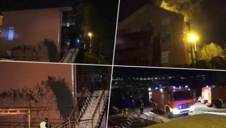 KUĆA MASOVNOG UBICE SA CETINJA U PLAMENU: Vatra zahvatila sve spratove (VIDEO)
