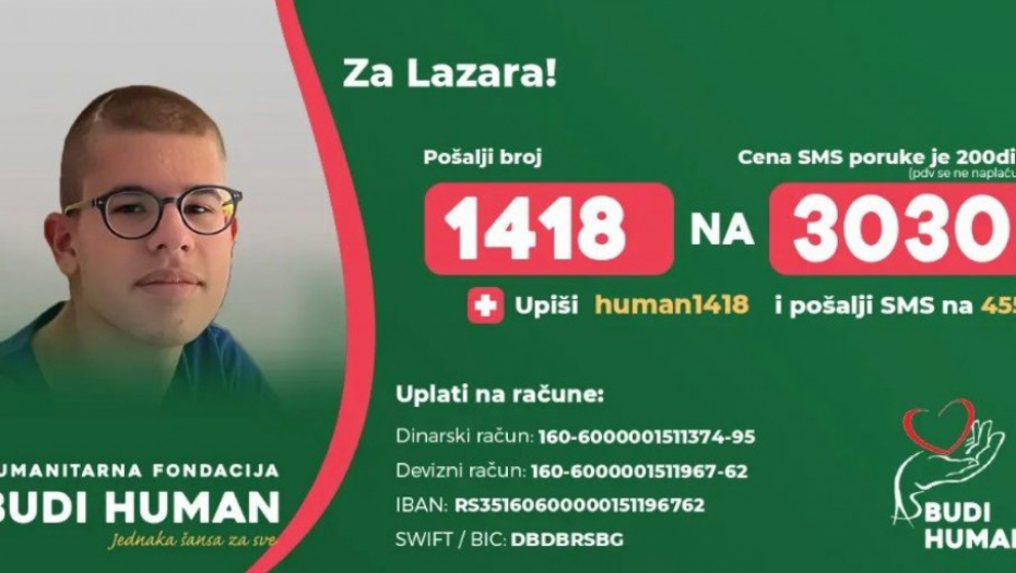 LAZAR IMA SAMO 15 GODINA I POTREBNA MU JE POMOĆ DA POBEDI KANCER Pošaljite SMS ili uplatite novac, mladi borac mora na operaciju u Italiju!