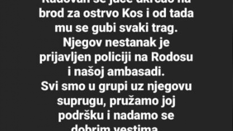 NESTAO SRBIN SA BRODA ZA KOS "Radovan se juče ukrcao, od tada mu se gubi svaki trag"