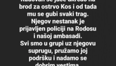 NESTAO SRBIN SA BRODA ZA KOS "Radovan se juče ukrcao, od tada mu se gubi svaki trag"