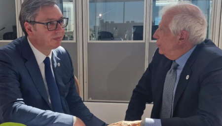 VUČIĆ SE SASTAO SA BORELJOM Od prioritetne važnosti da institucije u Prištini prestanu sa nasiljem