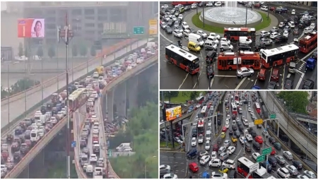 POTOCI TEKU ULICAMA BEOGRADA Pljusak izvazvao totalni zastoj u saobraćaju - kilometarske kolone (FOTO)