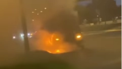 BUKTINJA KOD MOSTA "DUGA" U NOVOM SADU! Vatra "guta" vozilo, crni dim se širi na sve strane (VIDEO)
