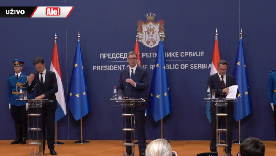 OBRAĆANJE VUČIĆA IZ PALATE SRBIJA Predsednik Srbije završio sastanak sa premijerima Holandije i Luksemburga (VIDEO)