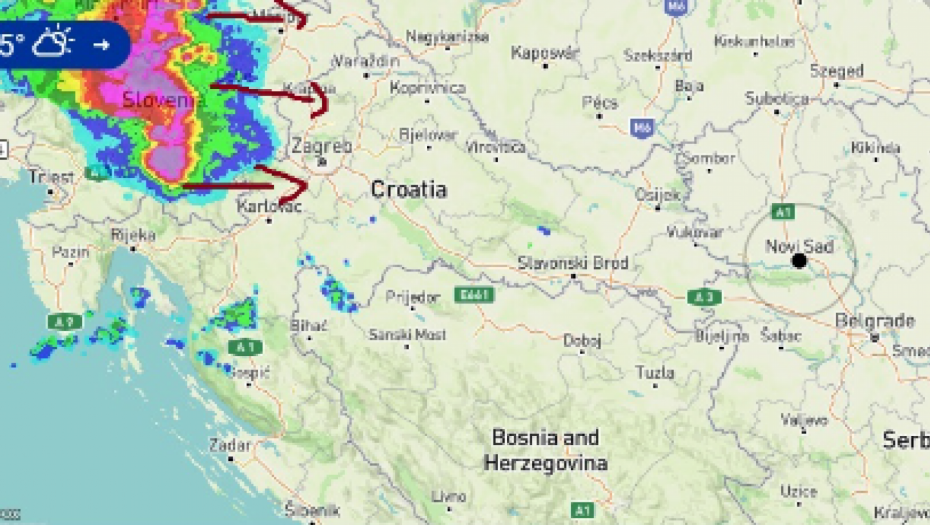 OVA OLUJČINA IDE KA NAMA Pitanje je trenutka kad će da grune i u Srbiji, sad je iznad Slovenije i juriša ka Hrvatskoj