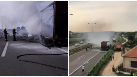 BUKTINJA NA AUTO-PUTU KOD VELIKE PLANE Od kamiona nije ostalo ništa! Jeziva scena