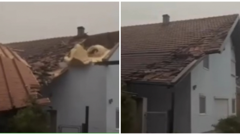KAO DA JE ZADNJE VREME DOŠLO Olujno nevreme otkinulo krov kuće u Novom Sadu, nosi ga kao da je parče kartona! Scena kao iz horor filma