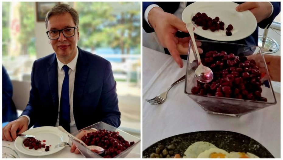 VUČIĆ NA DORUČKU SA ŽIOFREOM Višnje služe da zamaskiraju ono što sam jeo, nikako da steknem evropske manire (FOTO)