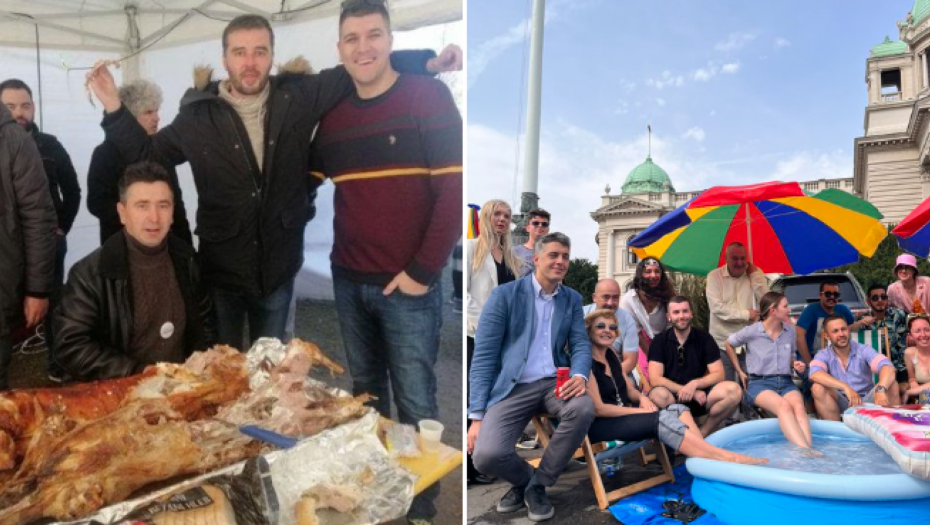 RUŠE VUČIĆA PRASETINOM I BAZENOM ISPRED SKUPŠTINE Ovako deo opozicije tuguje za stradalom decom (FOTO)