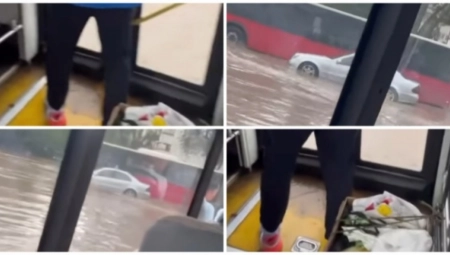 ZASTRAŠUJUĆI SNIMCI SA BEOGRADSKIH ULICA Voda prodrla u autobus pun ljudi (VIDEO)