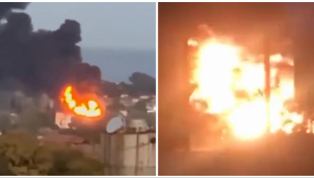 IZBIO VELIKI POŽAR KOD SKLADIŠTA NAFTE U SOČIJU Crni dim kulja u nebo blizu aerodroma (VIDEO)