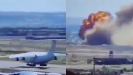 PROCUREO SNIMAK EKSPLOZIJE Avion povezan sa Vagnerom pun oružje odleteo u vazduh čim je sleteo (VIDEO)