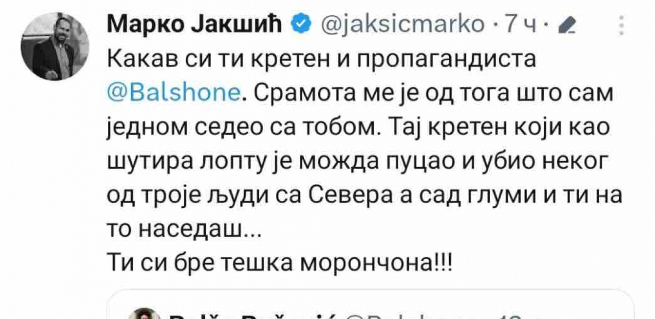 "TI SI BRE MORONČINA" Božović podelio albanski propagandni video, Jakšić mu brutalno odgovorio