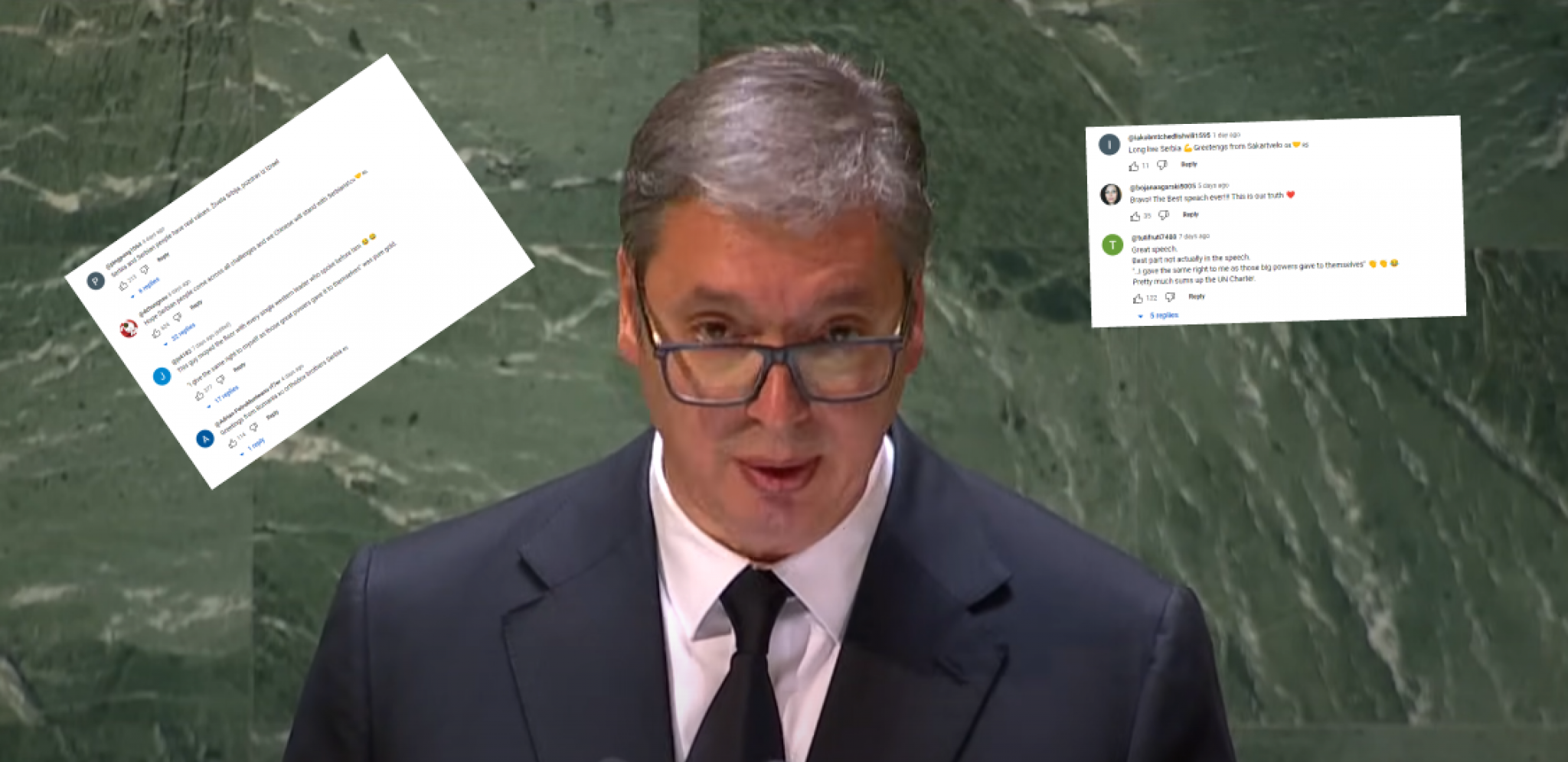 GORI JUTJUB KANAL UJEDINJENIH NACIJA Vučiću u komentarima pišu obični ljudi iz raznih delova sveta - "ovaj čovek je obrisao pod sa svakim zapadnim liderom koji je govorio pre njega"