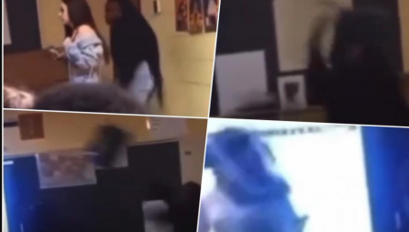 UČENICA METALNOM STOLICOM UDARILA NASTAVNICU  Žena pala na pod, ležala nepomično, lekari je hitno prevezli u bolnicu (VIDEO)