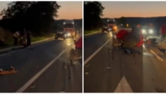 TRAKTOR IZLETEO NA GLAVNI PUT KOD KLADOVA I NAPRAVIO HAOS Delovi automobila rasuti na sve strane