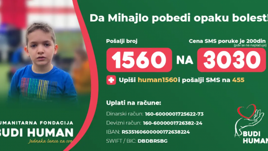 DOĐITE NA HUMANITARNO MUZIČKO VEČE Pomozimo Mihajlu da pobedi opaku bolest