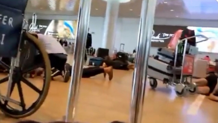 LJUDI PO PODU, ŠTITE DECU TELIMA: Jeziv snimak ODMAZDE Hamasa na aerodromu u Tel Avivu (VIDEO)