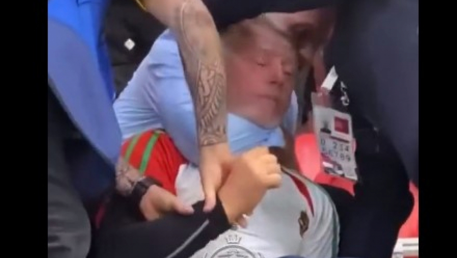 OBUČEN U DRES MAĐARSKE PROVOCIRAO SRBE PA DOBIO LEKCIJU ZA SVA VREMENA! Navijač istakao šal TZV Kosova, Obezbeđenje munjevito reagovalo (VIDEO)