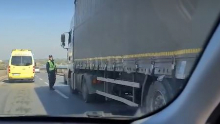 HAOS NA PANČEVAČKOM MOSTU Pozlilo vozaču kamiona? (VIDEO)