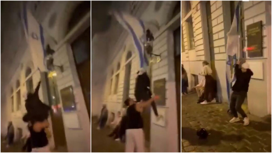 VRI U BEČU Zastava Izraela nasilno strgnuta sa sinagoge u centru grada (VIDEO)