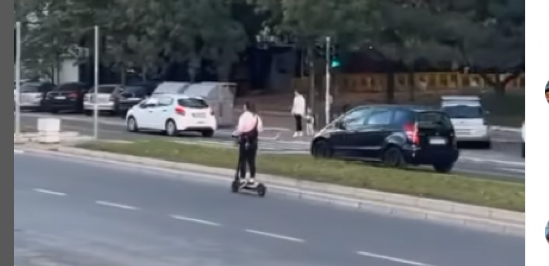 VOŽNJA U KONTRA SMERU U CENTRU BEOGRADA, ALI TROTINETOM! Ide u susret automobilima i ne obazire se (VIDEO)