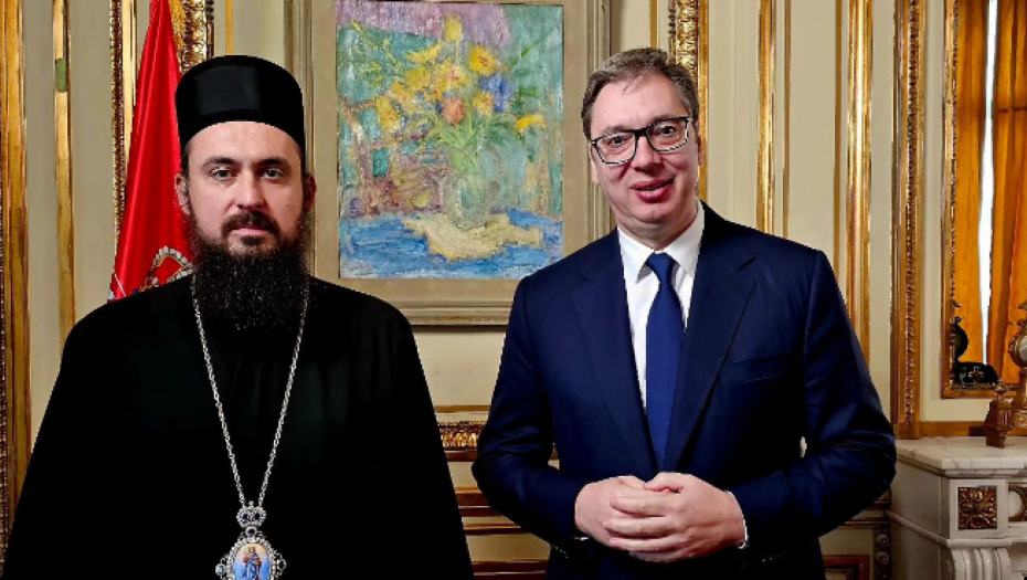 "RAZGOVOR O ZAJEDNIČKOM DELOVANJU DRŽAVE I CRKVE" Vučić se sastao sa sa episkopom zapadnoevropskim Justinom u Parizu (FOTO)
