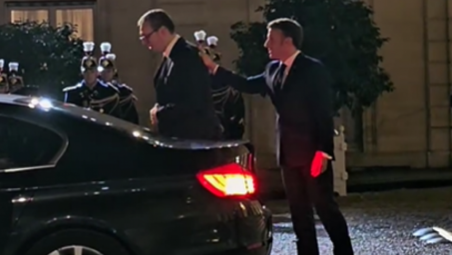 DO SKOROG VIĐENJA U BEOGRADU Ovako je Makron ispratio Vučića iz Jelisejske palate (VIDEO)