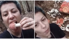 "VEČNAJA PAMJAT, TA PEČURKA SE JEDE SAMO JEDNOM U ŽIVOTU" Devojka mljackala u kameru dok je žvakala muharicu u šumi, urnisali su je