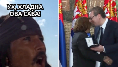 "UH, HLADNA OVA SAVA" Vučić se na TikToku na šaljiv način podsetio dolaska Džonija Depa u Srbiju, tada ga je odlikovao
