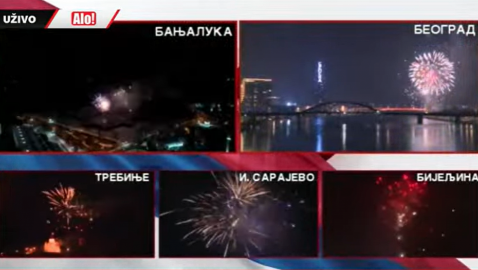 SPEKTAKL POVODOM DANA DANA REPUBLIKE Sinhronizovani vatromet u gradovima Srpske i u Beogradu