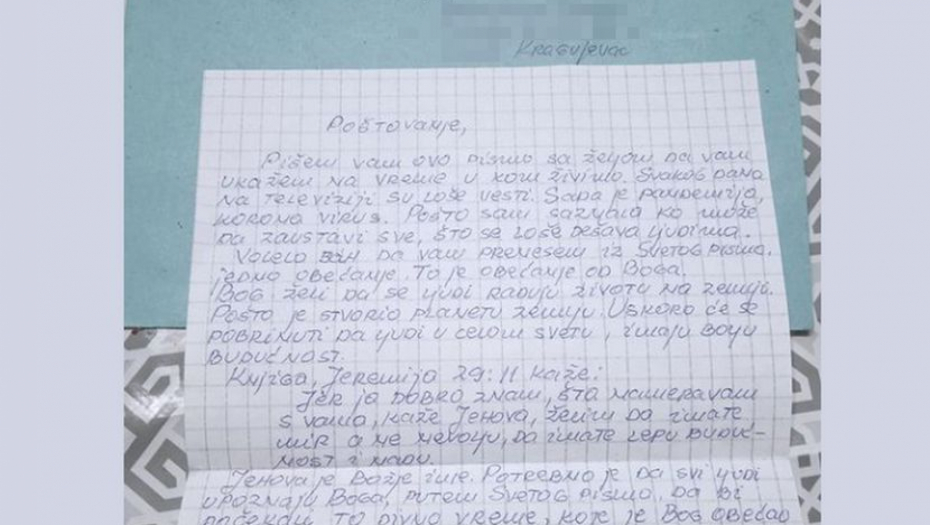 KRAGUJEVČANKA DOBILA JEZIVO PISMO, LJUDI MISLE DA JE OVO DELO SEKTE "To je neko blizak vama, bacite ga" JEZIVO
