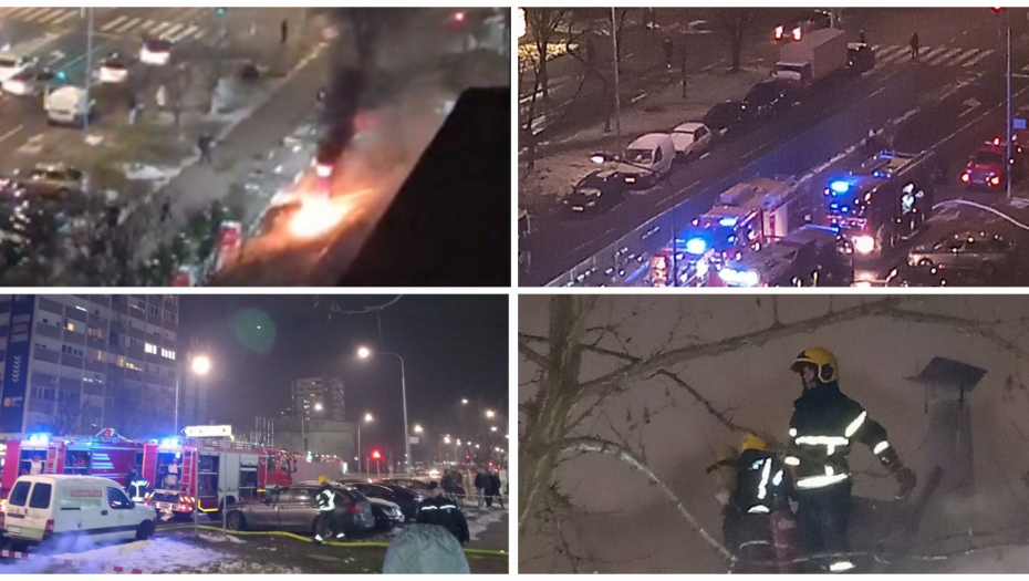 DRAMATIČNI SNIMCI SA NOVOG BEOGRADA Vatrogasci se bore sa vatrenom stihijom (FOTO/VIDEO)