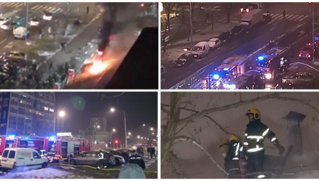 DRAMATIČNI SNIMCI SA NOVOG BEOGRADA Vatrogasci se bore sa vatrenom stihijom (FOTO/VIDEO)