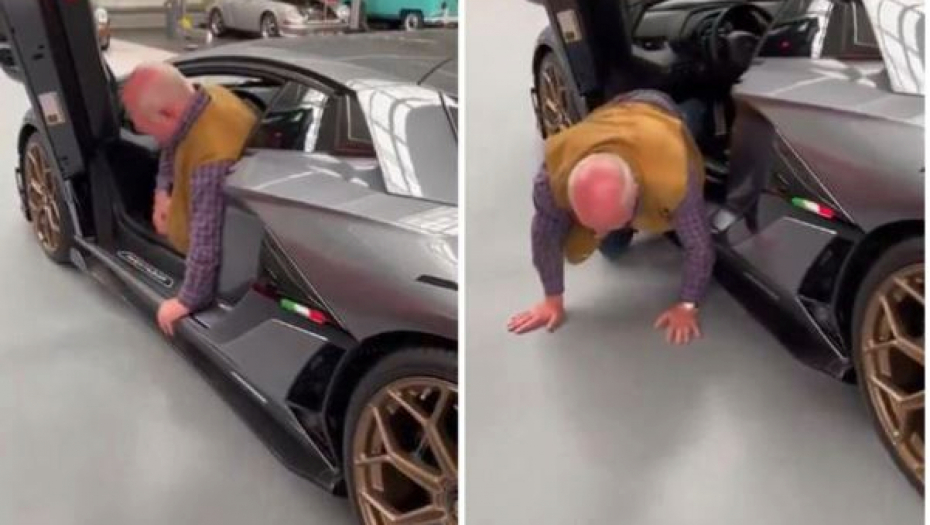 OTIŠAO U PENZIJU I KUPIO LAMBORGINI Snimak ovog penzionera dok izlazi iz automobila nasmejao je sve
