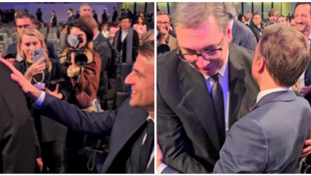 SRDAČAN SUSRET SA PRIJATELJEM Makron deo svog izlaganja posvetio upravo Srbiji (VIDEO)