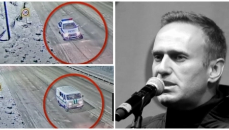 GDE JE TELO NAVALJNOG? Isplivao MISTERIOZNI snimak, 4 kombija ga usred noći voze zaleđenim putem? (VIDEO)