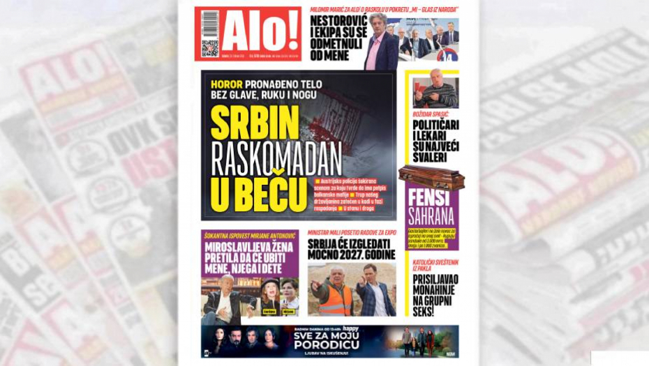 SRBIN RASKOMADAN U BEČU Pronađeno telo bez glave, ruku i nogu