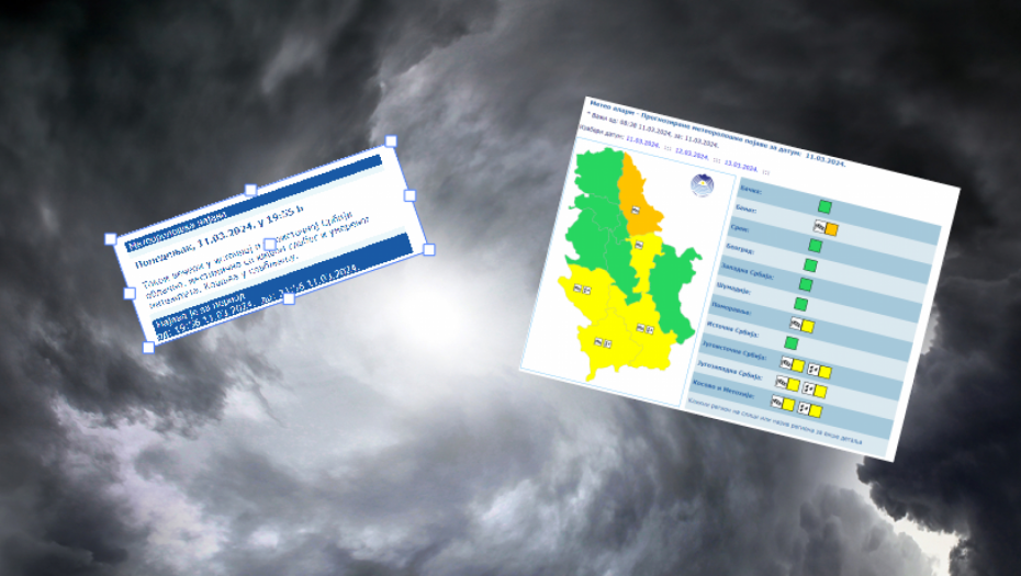 RHMZ NAJAVIO ŠTA NAS VEČERAS ČEKA! Upaljeni meteo olarmi širom zemlje, od žutog do naranžastog