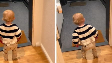 MAMA ZABELEŽILA DIRLJIV MOMENAT Devojčica strpljivo čekala tatu na vratima stana, njena reakcija je sve raznežila