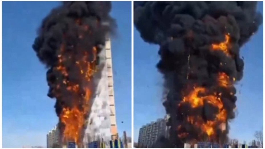OPŠTI HAOS U RUSIJI Čitav soliter progutao plamen za 30 sekundi! (VIDEO)