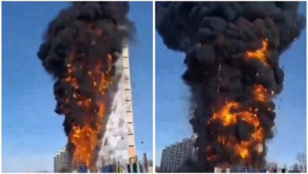 OPŠTI HAOS U RUSIJI Čitav soliter progutao plamen za 30 sekundi! (VIDEO)
