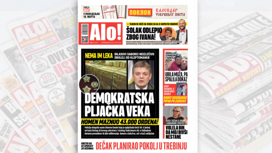 ĐILASOVI SABORCI NEIZLEČIVO OBOLELI OD KLEPTOMANIJE Cole osumnjičen da je maznuo 43.000 ordena!