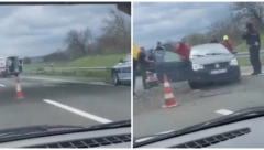 TEŠKA NESREĆA NA AUTO-PUTU KOD VELIKE PLANE Vatrogasci izvlače vozača iz automobila, ima povređenih