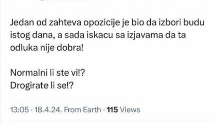 "JEL SE DROGIRATE?" Tviter gori posle izjava opozicije da "spajanje izbora nije dobro"