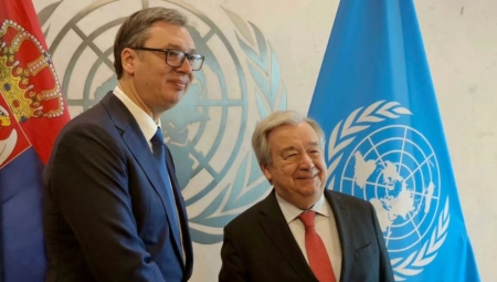 VUČIĆ SA GUTEREŠOM Srbija je ozbiljna država koja beskompromisno osuđuje svaki zločin počinjen u ratnim sukobima