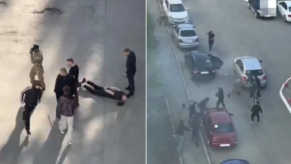 BRUTALNA TUČA U RUSIJI Ljudi u crnom zapucali na grupu u maskirnim uniformama, umešan i Vagner, pucali, gazili se kolima! (VIDEO)